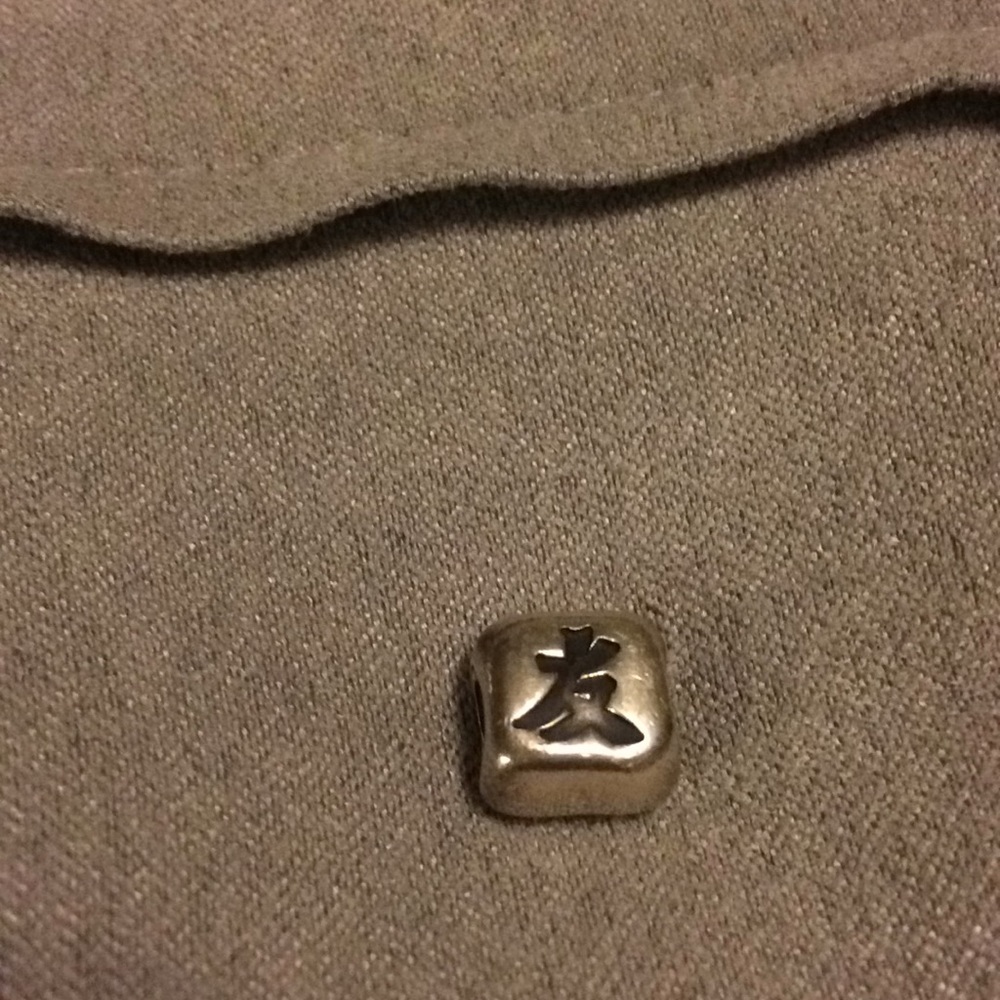 Silver PANDORA Charm Asian character Friendship.